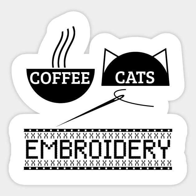 Coffee Cats Embroidery Funny Quote Needlework Gift Sticker by bigD